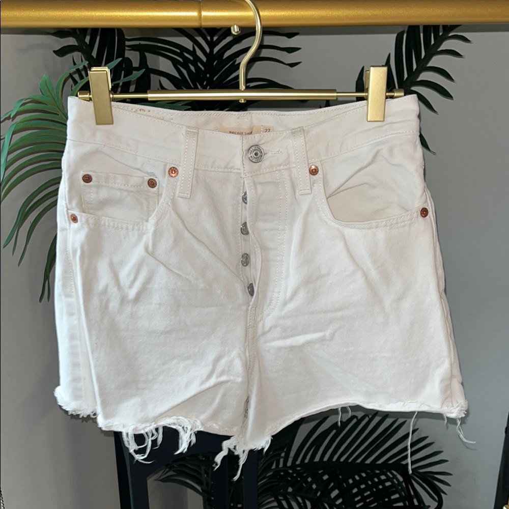 Levi's Ribcage Ecru Denim Cut-Off Shorts